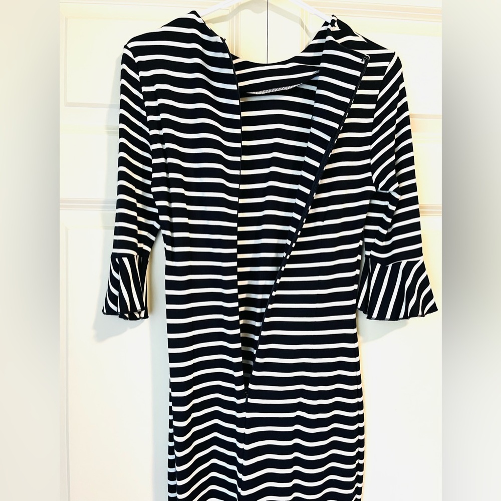 Banana Republic Casual Women Stripes Dress Solid Cotton Spandex size 4 Navy WHT - Picture 12 of 16
